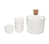 KICHOUSE 6pcs Japanese Hammered Glass Sake Set with Decanter and Small Cups Transparent Wine Carafe for Home Parties Easy Clean Drinking Vessel Traditional and Modern Style