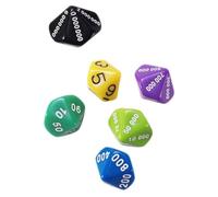 KICHOUSE 6Pcs Multi-Sided Dice Set for Board Games Random Colors Portable Plastic Game Props for Parties