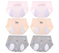 KICHOUSE 6pcs Reusable Cotton Menstrual Pants for Women and Lengthened and Thickened Design, Comfortable Anti-Leak Period Underwear for High Absorbency and Daily Use