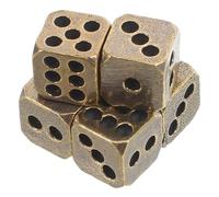 KICHOUSE 6Pcs Vintage Brass Dice Game Playing Props Solid Rounded Corner Design for Comfortable Rolling Unique Retro Aesthetic for Decor for Indoor Outdoor Use