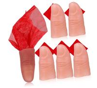 KICHOUSE 6sets Magician Finger Trick Thumb Tips with Silk Scarves Reusable Props for Stage and Party Performance