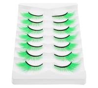 KICHOUSE 7 Pairs Green Faux Eyelashes Soft Comfortable Reusable Costume Lashes for Women St Patrick S Day Halloween Party Dramatic Irish Makeup Eye Accessories