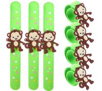 KICHOUSE 7pcs Green Silicone Monkey Slap Bracelets for Party Events