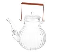 KICHOUSE 800ml Glass Teapot Pot Copper Handle Simple and Generous Shape Retro Elegant Stovetop Kettle Suitable for Home Use with Comfortable Handle and Stove Compatibility