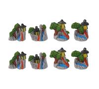 KICHOUSE 8PCS Mini Rockery Decoration: Miniature Bonsai Mountain with Glow in the Dark Light Figurine - Zen Garden Accessories Rockery for DIY Desk Table Micro Landscape