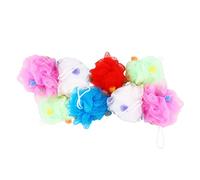 KICHOUSE 8pcs Shower Sponge Balls for Exfoliating and Cleaning, Soft Pe Sponge with Short Rope, Bathing Accessories for Men and Women, for Daily Bath and Massage Random Color
