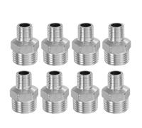 KICHOUSE 8pcs Stainless Steel Hex Reducer Bushing, 1/4 to 1/2 Npt Male to Female Threaded Reducing Coupling, Leakfree Plumbing Fitting for Pipe and Pressure Gauge in Garden Hose and Rv