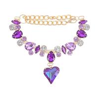 KICHOUSE Adjustable Bling Dog Necklace with Heart Rhinestones, Plastic Crystal Pet Collar for Small Pets, Charming Decorative Jewelry for Wedding, Everyday Wear, and Valentine’s Day
