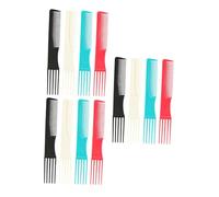 KICHOUSE Barber Combs 12Pcs Five-Pronged Hair Styling and Makeup Tools for Women Dual-Purpose Hairdressing Combs for Professional and Home Use (Random Color)