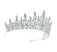 KICHOUSE Baroque Wedding Crown Headband Sparkling Rhinestones and Dazzling Effect, Metal Bridal Crown Headpiece in Green for Elegant Bride Accessories at Weddings and Events