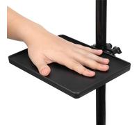 KICHOUSE Black Abs Music Stand with Universal Mic Stand Tray Holder for Live Broadcast Easy to Clean Plastic Microphone Rack for Small Accessories and Phones