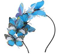 KICHOUSE Blue Butterfly Hair Accessory Comfortable Handmade Headband Plastic Vivid Design for Bridal Wreath Headband Occasions