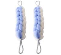 KICHOUSE Body Shower Scrubber Back Washer Strip for Women Men Long Twisted Design for Convenient Use 2Pcs (Light Blue)