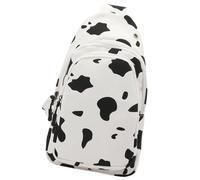 KICHOUSE Canvas Cow Print Chest Bag Small Crossbody Sling Bag for Women
