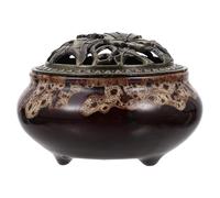 KICHOUSE Ceramic Craft Incense Burner Artistic and Delicate Style with Relief Design Purify The Air, Decorative Aromatherapy Censer Holder for Desktop Decor for Home