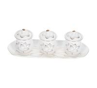 KICHOUSE Ceramic Lotus Offering Cup for Buddha Worship Water Bowl Chalice with Purity Symbol for Home Temple Meditation Rituals and Spiritual Decor