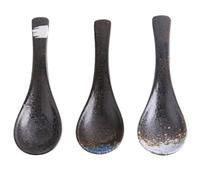 KICHOUSE Ceramic Spoon 3pcs for Serving Soup Rice Multifunctional Smooth Surface Kitchen Utensil for Home Use