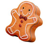 KICHOUSE Christmas Gingerbread Man Decorative Tinplate Candy Box Small Holiday Treat Storage Container for Weddings Parties Festive Gifting Fun Xmas Pattern