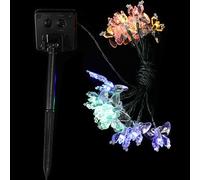 KICHOUSE Colourful LED Butterfly String Lights with 20 Lamp Beads, Solar Panel Powered, Plastic Material, Waterproof for Balcony and Exterior of Your Home at Night, Featuring Different