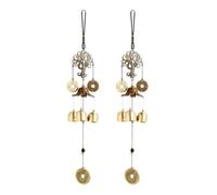 KICHOUSE Copper Metal Wind Chime with Delicate Leaf Design, Hanging Decorative Wind Bell for Home and Pathway, Brightening and Calming Outdoor Ornament