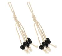 KICHOUSE Cotton Rope Banana Hanger with Wooden Bead for Kitchen and House Black Banana Storage Rack with Good Ventilation Under Cabinet Practical Fruit Holder