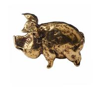 KICHOUSE Creative Brass Pig Ornaments for The Home Delicate Details and Fine Craftsmanship, Small Vintage Mini Home Decor Pig shaped Pendant, Stylish Golden Keyring for Living Room Or