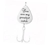 KICHOUSE Creative Stainless Steel Fish Hook Guitar Pick Decor with You Are My Greatest Catch Pattern Treble Hook Fishing Lures Durable Fishing Tackle Accessory for Outdoor Enthusiasts