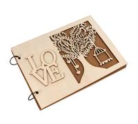 KICHOUSE Creative Wooden Guest Book for Wedding Party with Hollow-Out Carving Design, Stylish Rustic Attendance Book, Elegant Love Style, for Proposal and Celebration