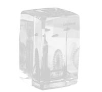 KICHOUSE Crystal Cube Ornament with Engraved London Architecture Design, Sturdy and Practical Crystal Figurine for Bookshelf Or Club Decoration, Stylish Look and Delicate Craftsmanship