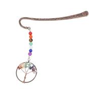 KICHOUSE Crystal Life Tree Bookmark Graduation Brass and Crystal Material with Seven Chakra Stones, Calming and Relaxing Souvenir for Students and Writers