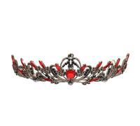 KICHOUSE Crystal Tiara Wedding Headband with Leaf Design, Black and Red Rhinestone Crown for Bride, Mother'S Day Hair Accessory, Elegant Bridal Party Style