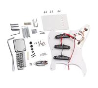 KICHOUSE DIY Electric Guitar Kit with Full Bridge System and Accessories Pack White St Style for Guitar Building