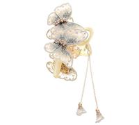 KICHOUSE Double Butterfly Clip Decorative Tassel Design for Women Hair with Artificial Crystal and Metal, Supports Time Using and Not Easy to Deform, for Wash Face and Daily Use