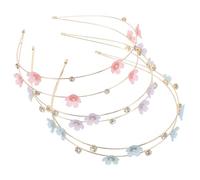KICHOUSE Double Row Rhinestone Flower Headbands 3 Pieces with Crystal Embellishments for Wedding Guests Everyday Styling Women Hair Hoops