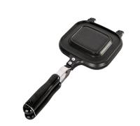 KICHOUSE Double-Sided Non-Stick Gas Frying Pan for Home Use with Aluminium Alloy Material and Sturdy Handle, for Fry Bread and Toast, Compact Sandwich Bread Mold Skillet Griddle Pan