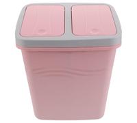 KICHOUSE Dual Compartment Recycling Bin with Lid, Pink Plastic Kitchen Trash and Garbage Can for Bedroom and Office, Easy to Clean Two-Section Waste Sorting Bin