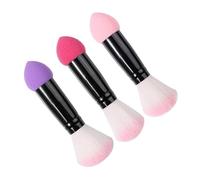 KICHOUSE Dual-ended Makeup Brush Set with Nylon Fiber and Aluminium Handle 3pcs Providing Natural-looking Finish for Travel and-the-go Touch-ups for Blush Application