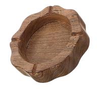 KICHOUSE Ebony Wood Tabletop Ashtray Solid Round Patio Ashtray with Chinese Carved Retro Design for Office Balcony Outdoor Home Decor and Cigar Gatherings
