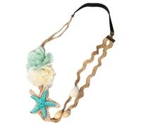 KICHOUSE Elastic Hair Band with Seashell and Artificial Pearl Design, Comfortable and Stretchy Fabric Headband for Ladies, for Wedding and Travelling Beach Party Accessories