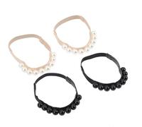 KICHOUSE Elastic Pearl Ankle Shoe Straps 2 Pairs Pu and Suede Material Stylish Pearl Embellishment Prevent Dropping and Hold Loose High Heels for High Heel Shoes for Female Friends