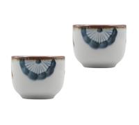 KICHOUSE Elegant Japanese Style Ceramic Sake Cups 2pcs 35ml Capacity with Hand Painted Floral Design Multifunctional for Entertaining Family Or Guests at Home Or Bar