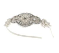 KICHOUSE Elegant Pearl Diamond Crystal Headband Lightweight Rhinestone Hair Accessory for Birthday and Thanksgiving Pageant Wearing without Fading