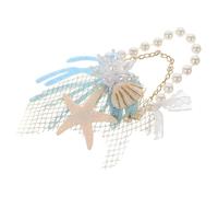 KICHOUSE Elegant Sea Star Hair Clip with Imitation Pearl and Rhinestone Inlay, Smooth Surface Felt and Aluminum Chain, for Evening Banquets and Parties, Stylish Hair Barrette for Women