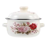 KICHOUSE Enamel Cast Iron Stockpot 16cm Double Handle Creative Beige Multi-Functional Pot Easy to Clean Fine Workmanship Household Stockpot for Home Cooking