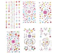 KICHOUSE Face Rhinestones Body Gems Stickers 6 Sheets Assorted Shapes Temporary Tattoos for Boys and Party and Festival Accessories