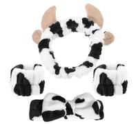 KICHOUSE Face Washing Headbands Wrist Bands Flannel Material Lightweight Comfortable Chic Style Vivid Shape Cow Print for Women Taking A Quick Bath and Brushing Teeth