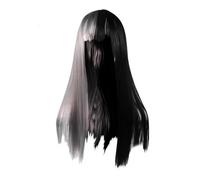 KICHOUSE Fashionable Half Black Half Grey Wig for Women, Straight Synthetic Hair with Two Colour Stitching Design, High Temperature Fibre, for Festival Party or Stage Performance