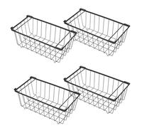KICHOUSE Freezer Basket Organizer Bins 4Pcs Wire Metal with Handles, Deep Storage Containers for Chest Freezers and Kitchen Pantry, Refrigerator Food Sorting Baskets