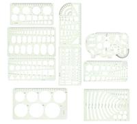 KICHOUSE Geometric Drawing Templates Set Portable Convenience 9pcs with Circle and Oval Rulers with Multiple Sizes for Design Projects on The Go Use