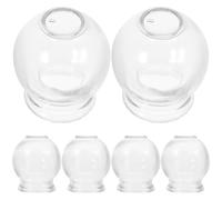 KICHOUSE Glass Cupping Therapy Set 6 Pcs Fire Thick Glass with Finger Grips for Wet Cupping 6X5X5Cm